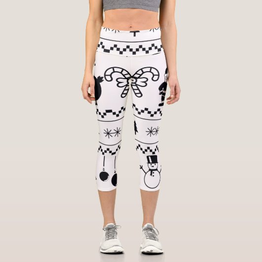 Weihnachtsmuster Capri Leggings (Vorderseite)