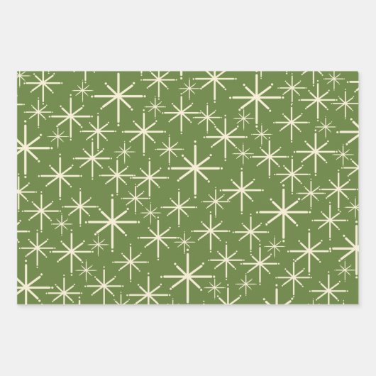 Weihnachtsmuster der 1950er Jahre in Retro Red Gre Geschenkpapier Set (Vorderseite 2)