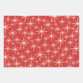 Weihnachtsmuster der 1950er Jahre in Retro Red Gre Geschenkpapier Set (Vorderseite)