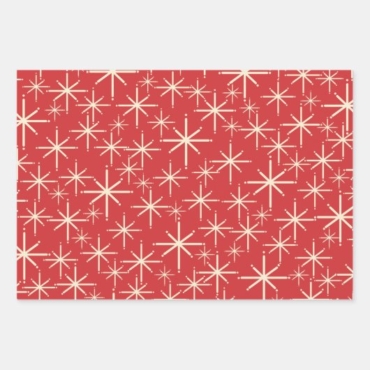 Weihnachtsmuster der 1950er Jahre in Retro Red Gre Geschenkpapier Set (Vorderseite)