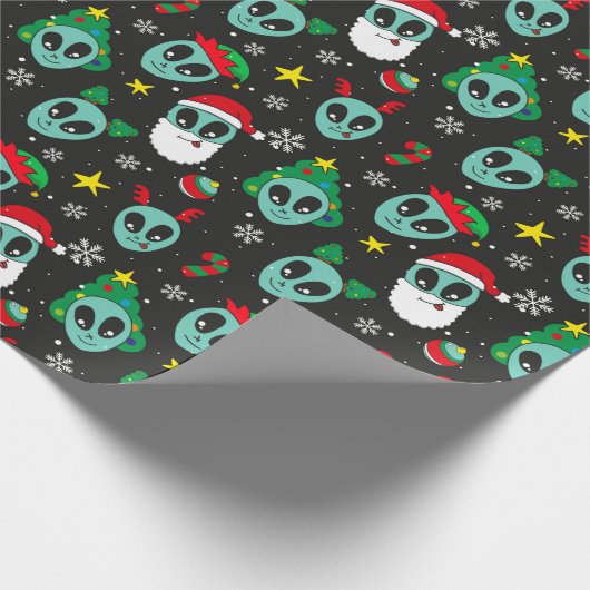 Weihnachtsmuster der Alien Geschenkpapier (Ecke)