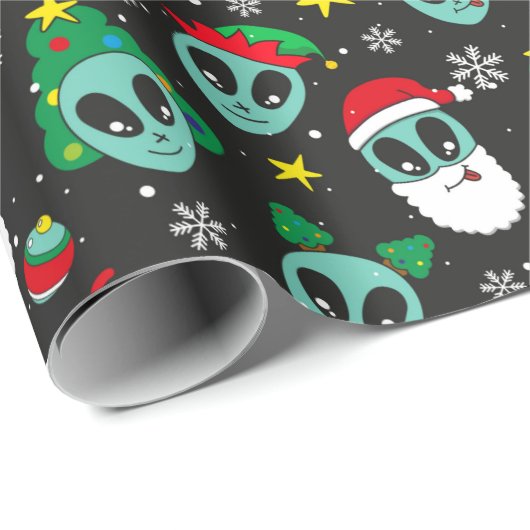 Weihnachtsmuster der Alien Geschenkpapier (Rolleneckpunkt)