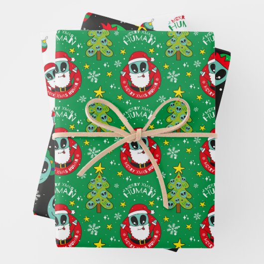 Weihnachtsmuster der Alien Geschenkpapier Set (Beispiel)