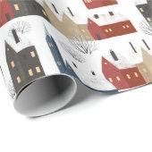 Weihnachtsmuster der Gebäude im Winter Geschenkpapier (Rolleneckpunkt)