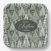 Weihnachtsmuster der Grünen Erde#6 ID1009 Pappteller (Vorderseite)