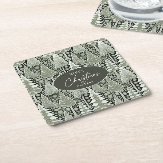 Weihnachtsmuster der Grünen Erde#6 ID1009 Rechteckiger Pappuntersetzer (angewinkelt)