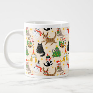Weihnachtsmuster der Katzen Jumbo-Tasse