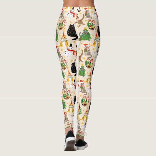 Weihnachtsmuster der Katzen Leggings (Rückseite)