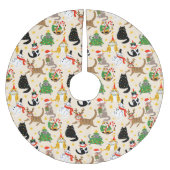 Weihnachtsmuster der Katzen Polyester Weihnachtsbaumdecke (Vorderseite)