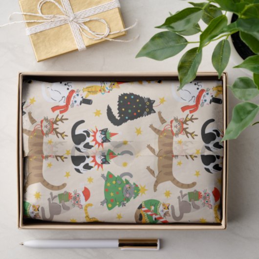 Weihnachtsmuster der Katzen Seidenpapier (Geschenk)