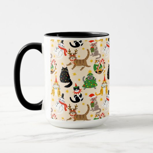 Weihnachtsmuster der Katzen Tasse (Links)