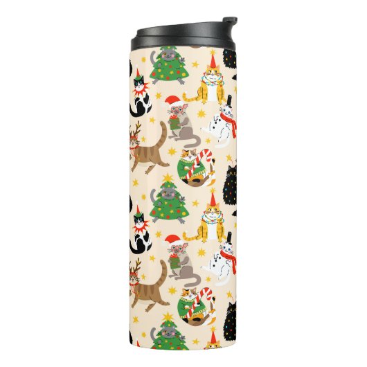 Weihnachtsmuster der Katzen Thermosbecher (Nach links gedreht)