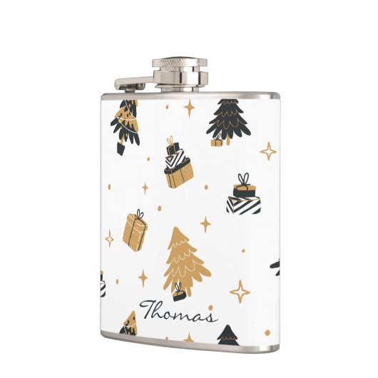 Weihnachtsmuster Feierliche Keepake Custom Flachmann (Links)