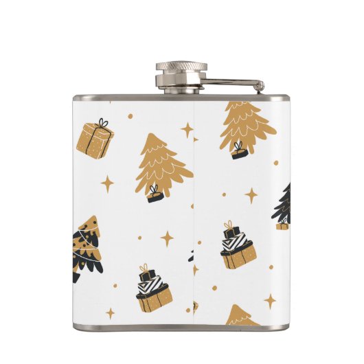 Weihnachtsmuster Feierliche Keepake Custom Flachmann (Rückseite)