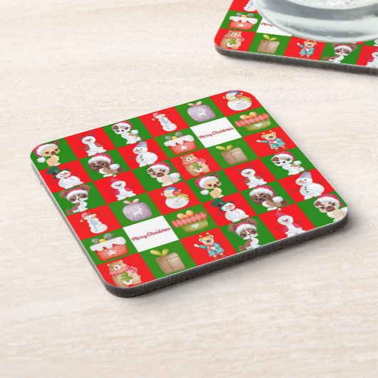 Weihnachtsmuster feiern getränkeuntersetzer (Linke Seite)