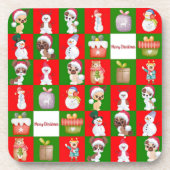 Weihnachtsmuster feiern getränkeuntersetzer (Vorderseite)