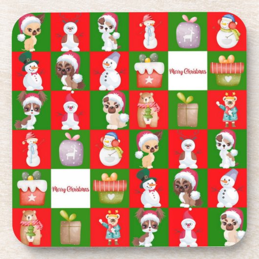 Weihnachtsmuster feiern getränkeuntersetzer (Vorderseite)