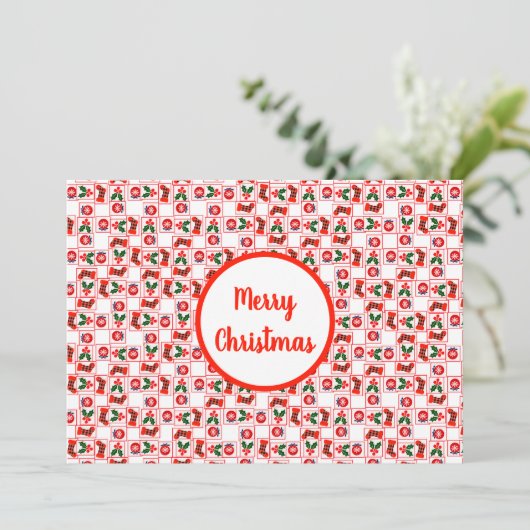 Weihnachtsmuster Feiertagskarte (Stehend Vorderseite)