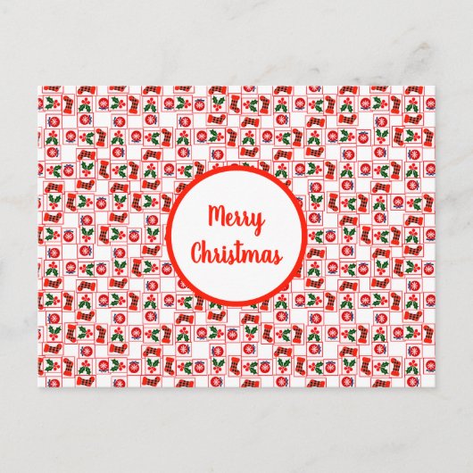 Weihnachtsmuster Feiertagspostkarte (Vorderseite)