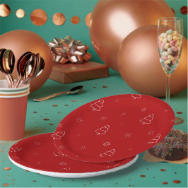 Weihnachtsmuster: Festliche Bäume und Schneeflocke Pappteller