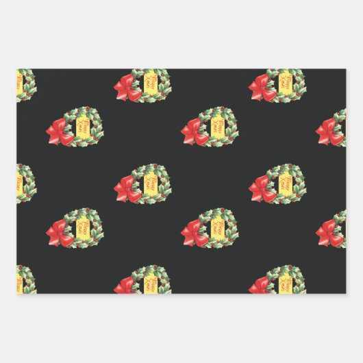 Weihnachtsmuster, frohe Weihnachten im Kraut Geschenkpapier Set (Vorderseite)