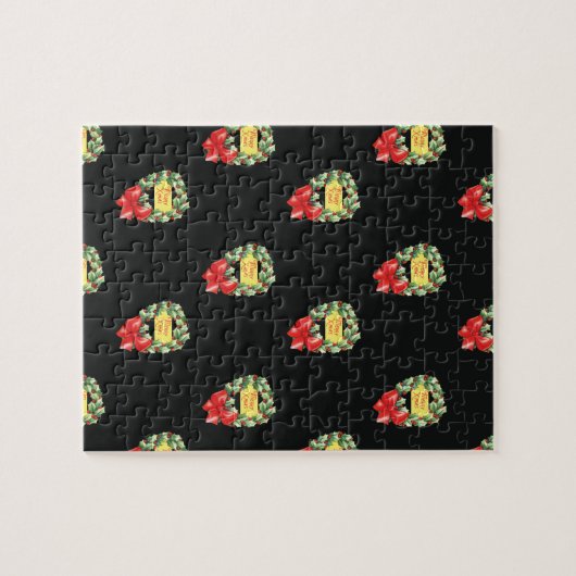 Weihnachtsmuster, frohe Weihnachten im Kraut Puzzle (Horizontal)