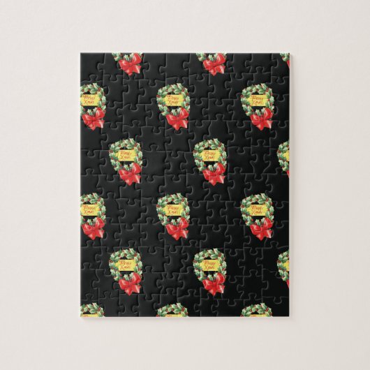 Weihnachtsmuster, frohe Weihnachten im Kraut Puzzle (Vertikal)