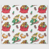 Weihnachtsmuster Funny Mermaid Cat Geschenkpapier (Flach)