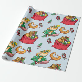 Weihnachtsmuster Funny Mermaid Cat Geschenkpapier