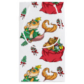 Weihnachtsmuster Funny Mermaid Cat Kleine Geschenktüte (Rückseite)