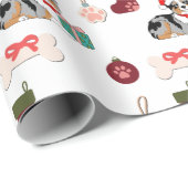 Weihnachtsmuster für Australian Shepherd mit Santa Geschenkpapier (Rolleneckpunkt)