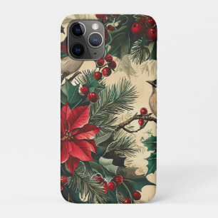Weihnachtsmuster für Rustikale Vögel und Poinsetti Case-Mate iPhone Hülle