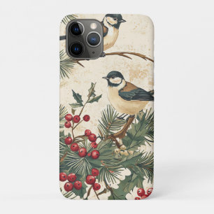Weihnachtsmuster für Rustikale Vögel und Poinsetti Case-Mate iPhone Hülle