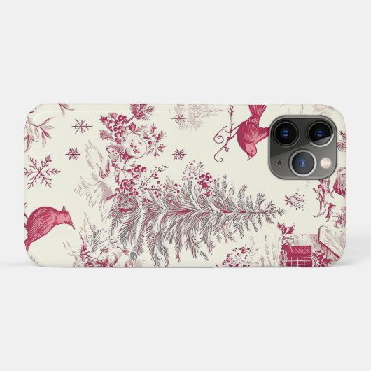 Weihnachtsmuster für Rustikale Vögel und Poinsetti Case-Mate iPhone Hülle (Rückseite (Horizontal))