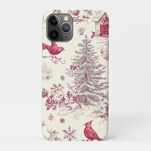 Weihnachtsmuster für Rustikale Vögel und Poinsetti Case-Mate iPhone Hülle (Rückseite)