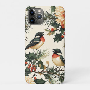 Weihnachtsmuster für Rustikale Vögel und Poinsetti Case-Mate iPhone Hülle