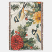 Weihnachtsmuster für Rustikale Vögel und Poinsetti Decke (Vorderseite Vertikal)
