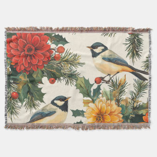 Weihnachtsmuster für Rustikale Vögel und Poinsetti Decke