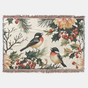 Weihnachtsmuster für Rustikale Vögel und Poinsetti Decke