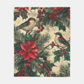 Weihnachtsmuster für Rustikale Vögel und Poinsetti Fleecedecke (Vorderseite)