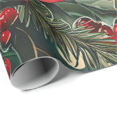 Weihnachtsmuster für Rustikale Vögel und Poinsetti Geschenkpapier (Rolleneckpunkt)