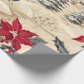 Weihnachtsmuster für Rustikale Vögel und Poinsetti Geschenkpapier (Ecke)