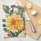 Weihnachtsmuster für Rustikale Vögel und Poinsetti Geschirrtuch (Viertel Falte)