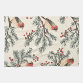 Weihnachtsmuster für Rustikale Vögel und Poinsetti Geschirrtuch (Horizontal)