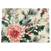 Weihnachtsmuster für Rustikale Vögel und Poinsetti Große Geschenktüte (Vorderseite)