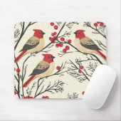 Weihnachtsmuster für Rustikale Vögel und Poinsetti Mousepad (Mit Mouse)