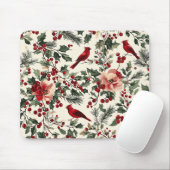 Weihnachtsmuster für Rustikale Vögel und Poinsetti Mousepad (Mit Mouse)