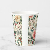 Weihnachtsmuster für Rustikale Vögel und Poinsetti Pappbecher (Rechts)