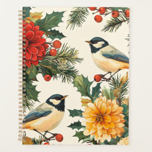Weihnachtsmuster für Rustikale Vögel und Poinsetti Planer