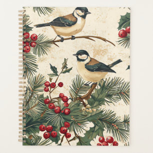 Weihnachtsmuster für Rustikale Vögel und Poinsetti Planer
